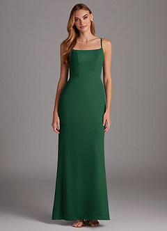 Azazie Tayla Final Sale Dark Green Sheath Chiffon Dress image1