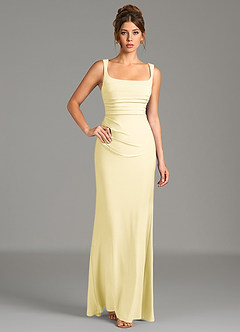 Azazie Agustina Bridesmaid Dresses Lemon Sorbet Mermaid Corset Premium Stretch Jersey Dress image5