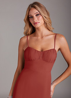 Azazie Breonna Final Sale Terracotta A-Line Sweetheart Neckline Chiffon Dress image5