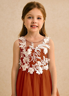 Azazie Mixie vestidos de niña de las flores Vestido de Pimenton de Encaje de Corte Princesa image7