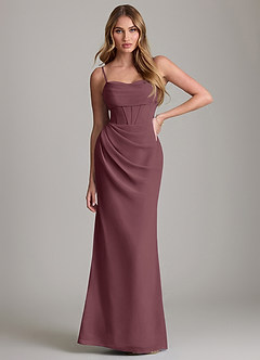 Azazie Mai Bridesmaid Dresses Sangria Sheath Pleated Chiffon Dress image1