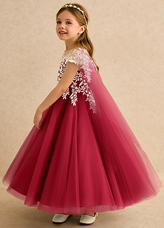 Azazie Dandelion Flower Girl Dresses Scarlet Ball-Gown Lace Dress image6