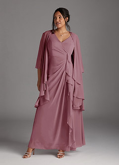 Azazie Manuella Mother of the Bride Dresses Vintage Mauve A-Line V-Neck Pleated Chiffon Dress image10