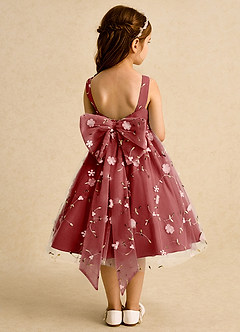 Azazie Bean Flower Girl Dresses Rust Ball-Gown Sleeveless Tulle Dress image2