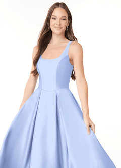 Azazie Neve Bridesmaid Dresses Ice Ball-Gown with Pockets Stretch Satin Dress image5