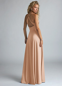 Azazie Davis Bridesmaid Dresses English Rose A-Line Pleated Stretch Satin Dress image3