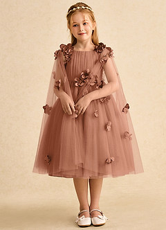 Azazie Staria Abiti da Ragazza di Fiori Abito Principessa in Tulle Increspato Bronzo image3