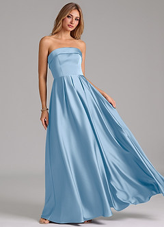 Azazie Lucienne Bridesmaid Dresses Powder Blue A-Line Strapless Stretch Satin Convertible Dress image8
