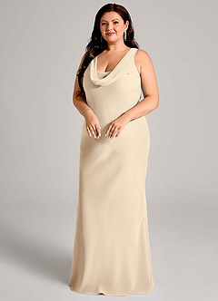 Azazie Rylina Bridesmaid Dresses Champagne Mermaid Pleated Chiffon Dress image9