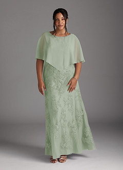 Azazie Whilhelmina vestidos de madre de la novia Vestido de Salvia Polvorienta de Gasa de Sirena con Encaje image9