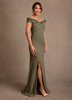 Azazie Jettie Abiti per la Madre della Sposa Abito Tubino in Chiffon Plissettato Willow Green image2