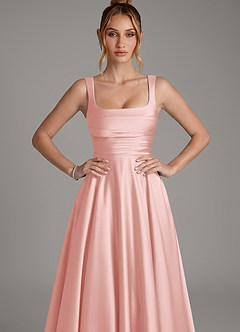 Azazie Azaria Robes de demoiselle d'honneur Robe Trapèze en Satin extensible Corset Rose Poudré image6