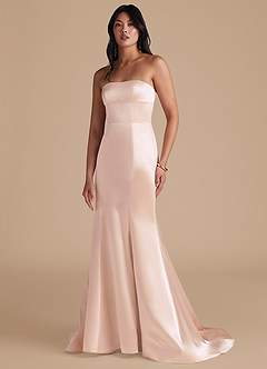 Azazie Aura Bridesmaid Dresses Rose Gold Mermaid Metallic Satin Convertible Dress image6