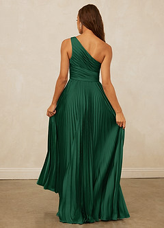 Christian Siriano Bridal for Azazie 1008 Bridesmaid Dresses Dark Green A-Line One Shoulder Stretch Satin Dress image7