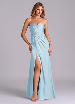 Azazie Sabrine Brudtärnklänningar Klä av A-Linje i Stretch Satin Älskling Halsringning Himmelsblå image1