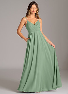Azazie Amani Bridesmaid Dresses Matcha A-Line Pleated Chiffon Dress image6