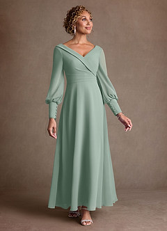 Azazie Paterson Mother of the Bride Dresses Agave A-Line Pleated Chiffon Dress image1