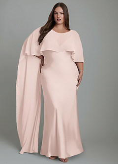 Azazie Stefania Bridesmaid Dresses Blushing Pink A-Line Stretch Satin Dress image9