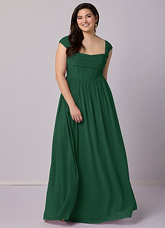 Barbie ♥ Azazie Bridesmaid Dresses Dark Green A-Line Corset Chiffon Dress image12