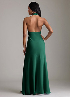 Azazie Lorena Bridesmaid Dresses Emerald Mermaid Pleated Chiffon Dress image2