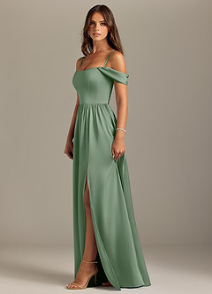 Azazie Calianna Bridesmaid Dresses Matcha A-Line Off the Shoulder Stretch Satin Convertible Dress image6