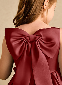 Azazie Jessie Flower Girl Dresses Rust A-Line Bow Matte Satin Dress image8