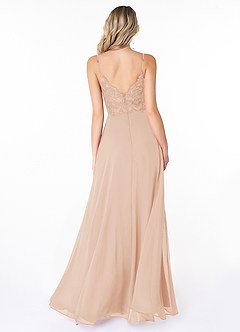 Azazie Lena Bridesmaid Dresses English Rose A-Line Lace Chiffon Dress image4