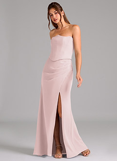 Azazie Jenine Abiti da Damigella Abito Sirena in Chiffon Senza Cinturino Rosa Rossore image4