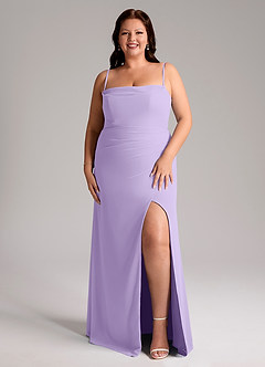 Azazie Leonis Bridesmaid Dresses Lilac Sheath Strapless Chiffon Convertible Dress image9