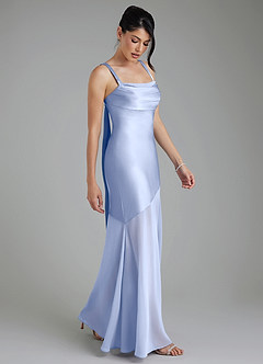 Azazie Piper Robes de demoiselle d'honneur Robe Sirène en Satin extensible Plissée Eis image9