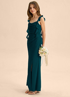 Azazie Jessamine Junior Pine Mermaid Sweetheart Neckline Chiffon Dress image5