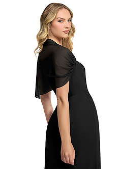 Azazie Zia Bridesmaid Dresses Black Sheath Side Slit Chiffon Convertible Dress image6