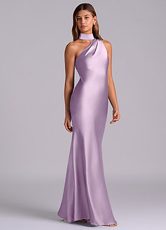 Azazie Seona 신부 들러리 드레스 인어 한쪽 어깨 스트레치 새틴 바닥 길이 드레스 image5