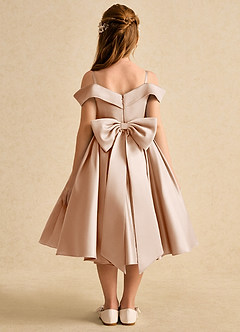 Azazie Favia Flower Girl Dresses English Rose A-Line Off the Shoulder Matte Satin Dress image2