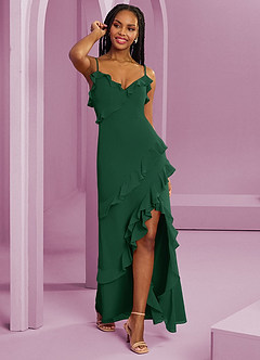 Barbie ♥ Azazie Abiti da Damigella Abito Tubino in Chiffon Verde Scuro image9