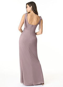 Azazie Wanda Final Sale Dusk Sheath Bow Mesh Convertible Dress image2