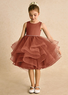 Azazie Tinie Flower Girl Dresses Auburn Ball-Gown Bow Tulle Dress image5