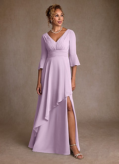 Azazie Eire Moeder van de bruid jurken A-Lijn Jurk van Chiffon Geplooid Frosted Lila image4