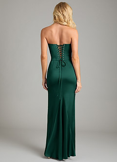 Azazie Sorrel Bridesmaid Dresses Emerald Mermaid Strapless Stretch Satin Convertible Dress image2