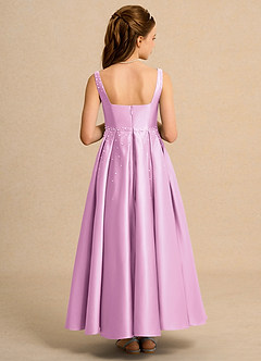 Azazie Mochi Girl Flower Girl Dresses Candy Pink Ball-Gown Pleated Matte Satin Dress image2