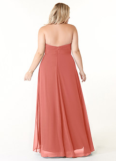 Azazie Tessie Bridesmaid Dresses Salmon Pink A-Line V-Neck Pleated Chiffon Dress image7