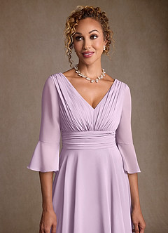 Azazie Aerynne Mother of the Bride Dresses Frosted Lilac A-Line Pleated Chiffon Dress image5