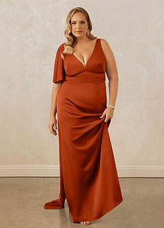 Christian Siriano Bridal for Azazie 1011 Bridesmaid Dresses Paprika Mermaid Bow Stretch Satin Dress image16
