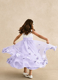Azazie Vi vestidos de niña de las flores Vestido de Lila de Tul de Corte En A con Sin mangas image3