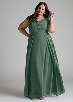 Azazie Organa Bridesmaid Dresses Sea Moss A-Line Pleated Chiffon Dress image8