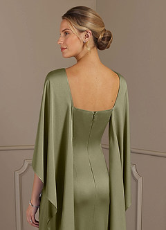 Azazie Eli Mother of the Bride Dresses Pistachio Sheath Boatneck Stretch Satin Dress image6