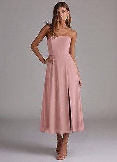 Azazie Wren Bridesmaid Dresses Dusty Rose A-Line Strapless Chiffon Dress image4