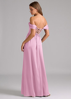 Azazie Hattie Bridesmaid Dresses Candy Pink A-Line Corset Stretch Satin Dress image2