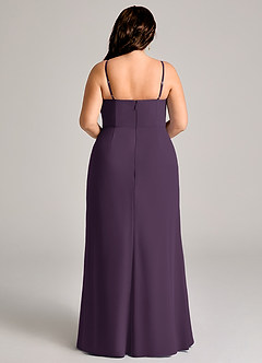 Azazie Maci Bridesmaid Dresses Plum Sheath Pleated Chiffon Dress image9