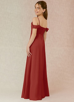 Azazie Kaitlynn Junior Terracotta A-Line Off the Shoulder Chiffon Dress image5